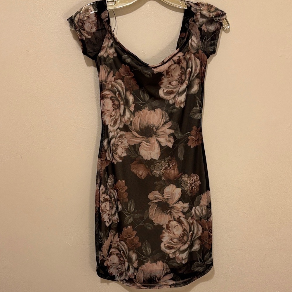 Windsor Black and Brown Floral Mini Dress